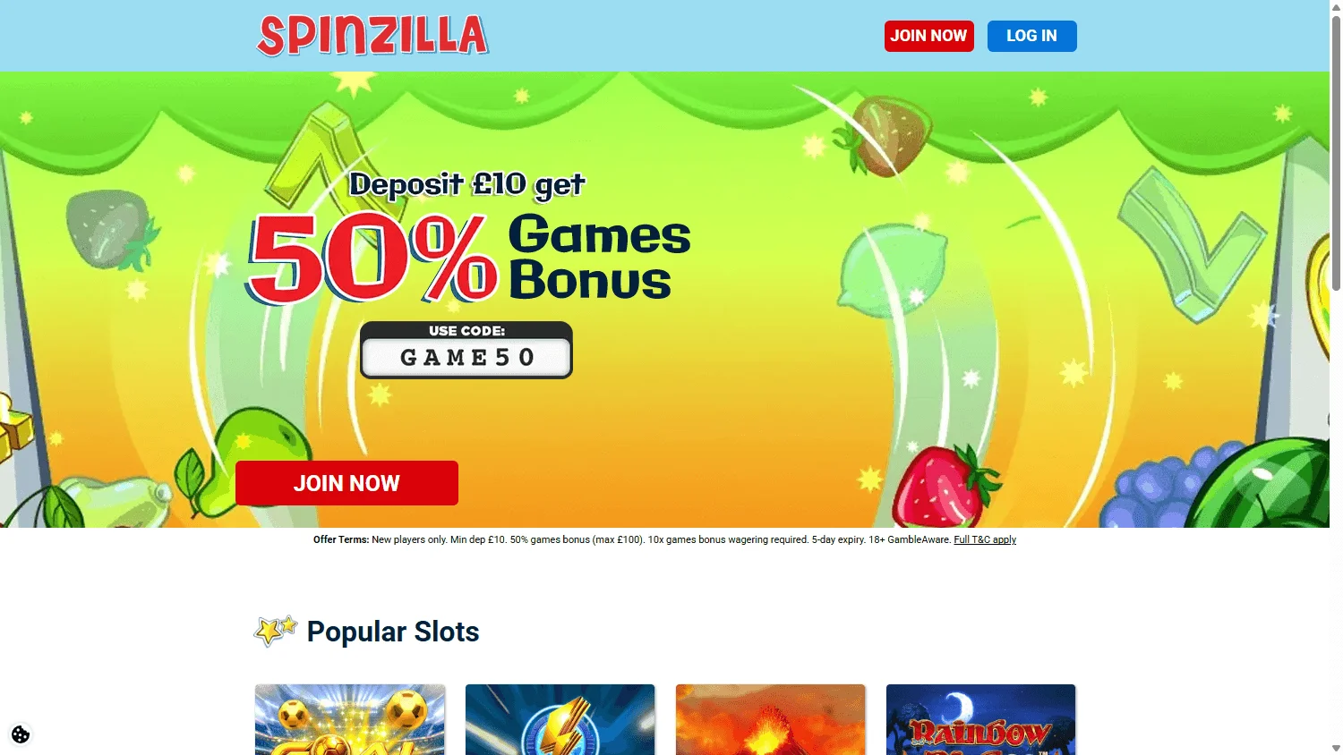 Spin It Casino home experience on desktop
