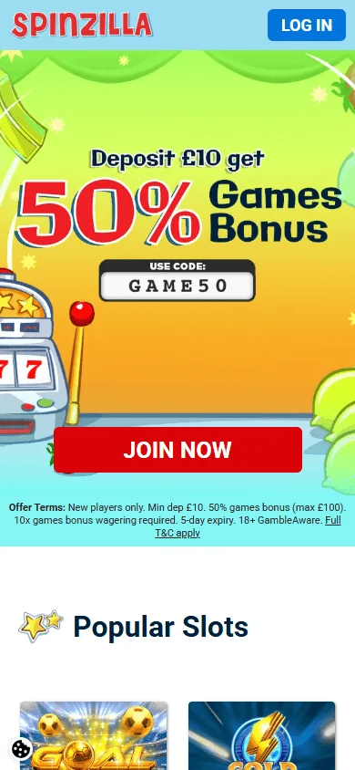 Spin It Casino home experience on mobile